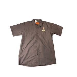Red Kap Men's Short Sleeve Button Down Work Utility Shirt Large Pockets Packers